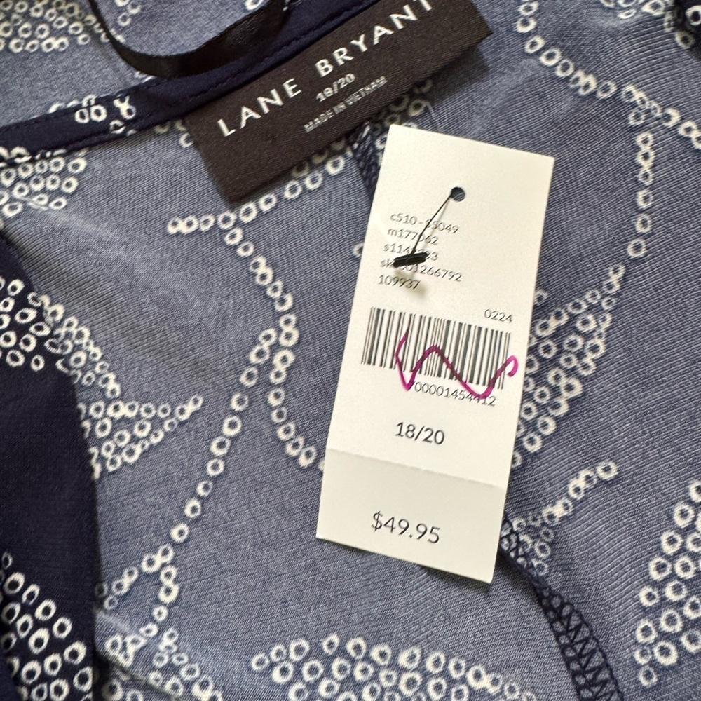Lane Bryant Blue Floral Open Relaxed Overpiece Size 18/20 2X New With Tags - Picture 5 of 8